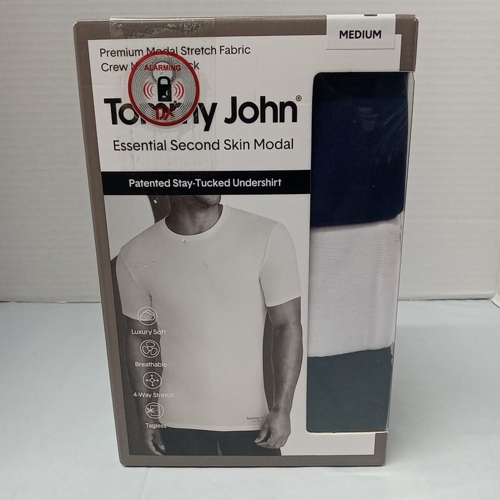 Tommy John Second Skin Crew Neck Undershirt Multicolors Men's Size M Soft 3 Pack